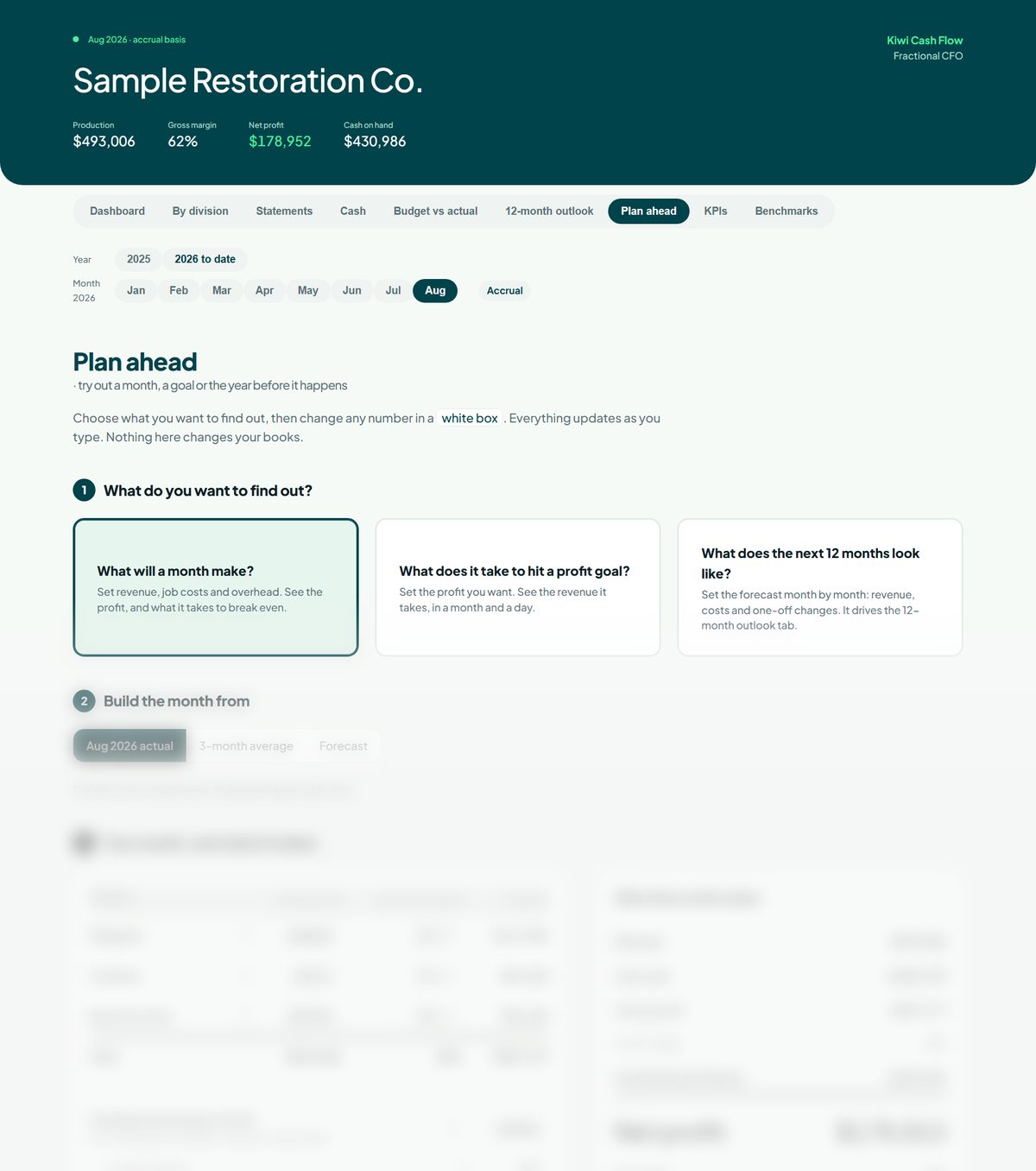 Sample planning page with three planning questions